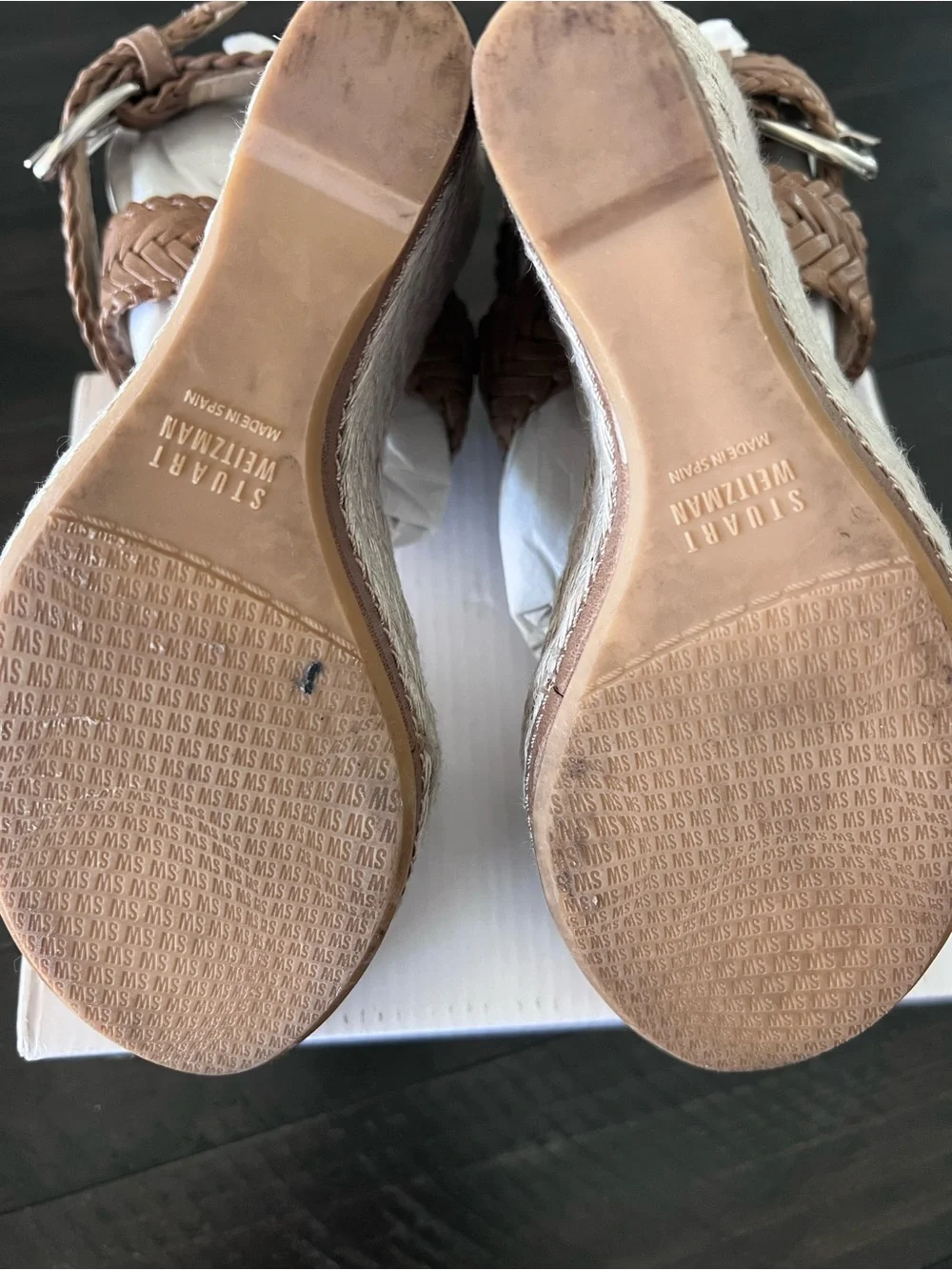 Stuart Weitzman Woven Espadrille Wedge Sandals-sz 7.5 - Picture 7 of 7